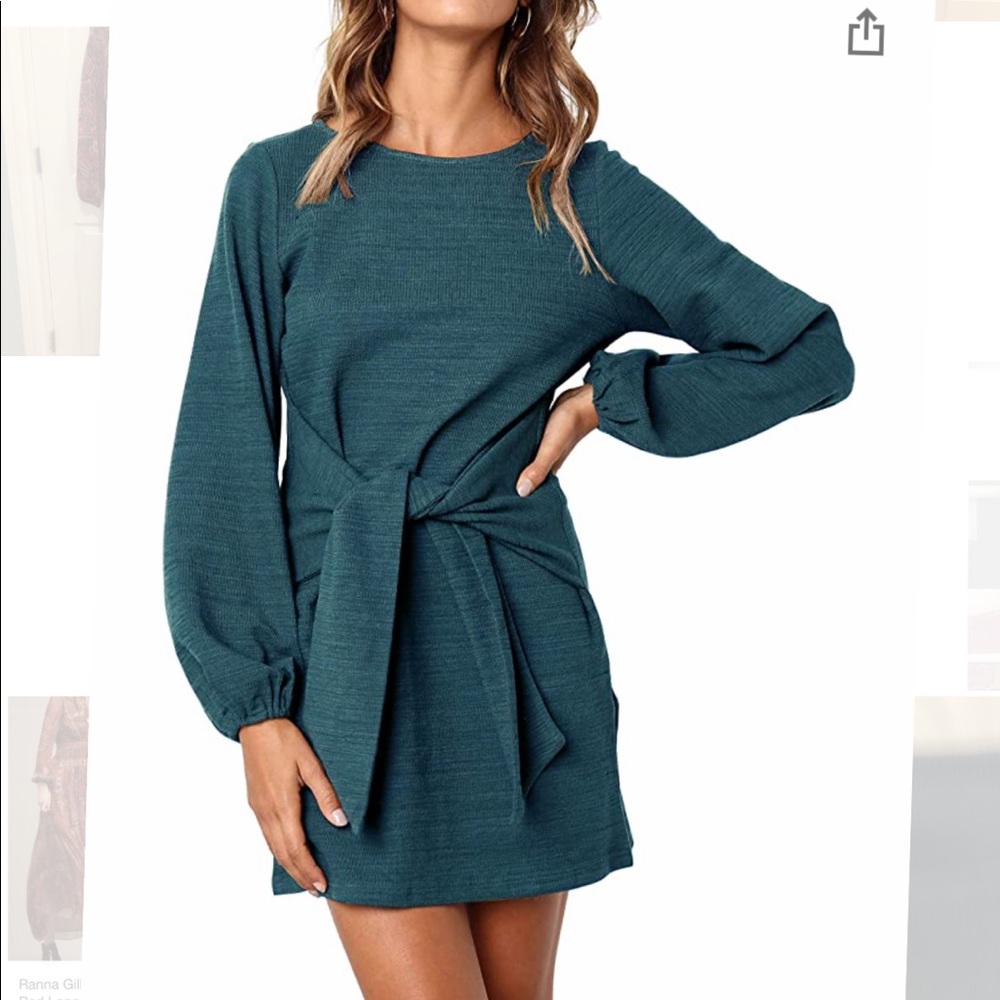 NWT R. Vivimos Teal Tie Waist Sweater Dress-Sz M